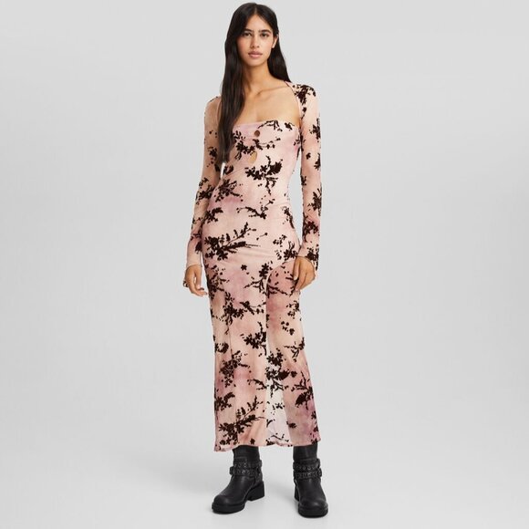 black floral midi dress for women The Way She Blooms Black Floral Jacquard Bow Belt Maxi Dress